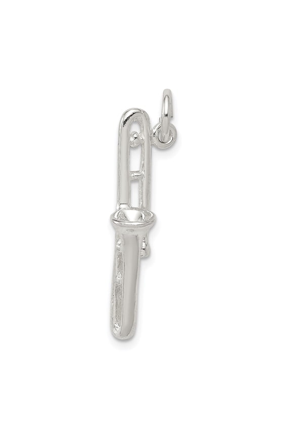 Sterling Silver Trombone Pendant Charm for Musicians, Unisex Miniature 3D Band Jewelry, Jazz Orchestra Symbol, Music Lover Accessory, 925 Instrument Necklace Charm