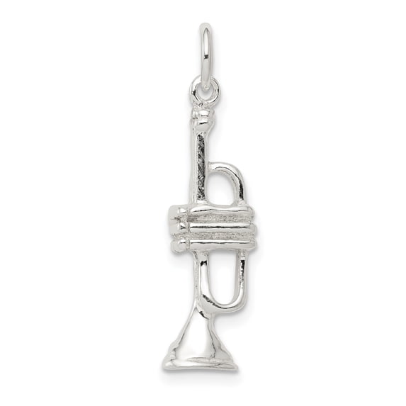 Sterling Silver Trumpet Pendant Necklace for Musicians and Jazz Enthusiasts, Unisex Music Jewelry with Detailed Instrument Design, Symbolic Style for Performance and Band Fans