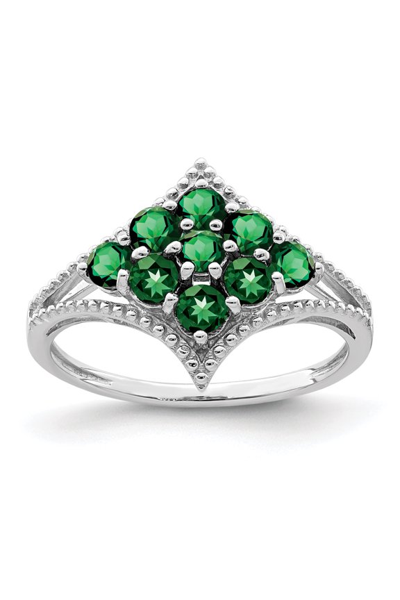 Sterling Silver Rhodium Plated Tsavorite Ring QR4514TS
