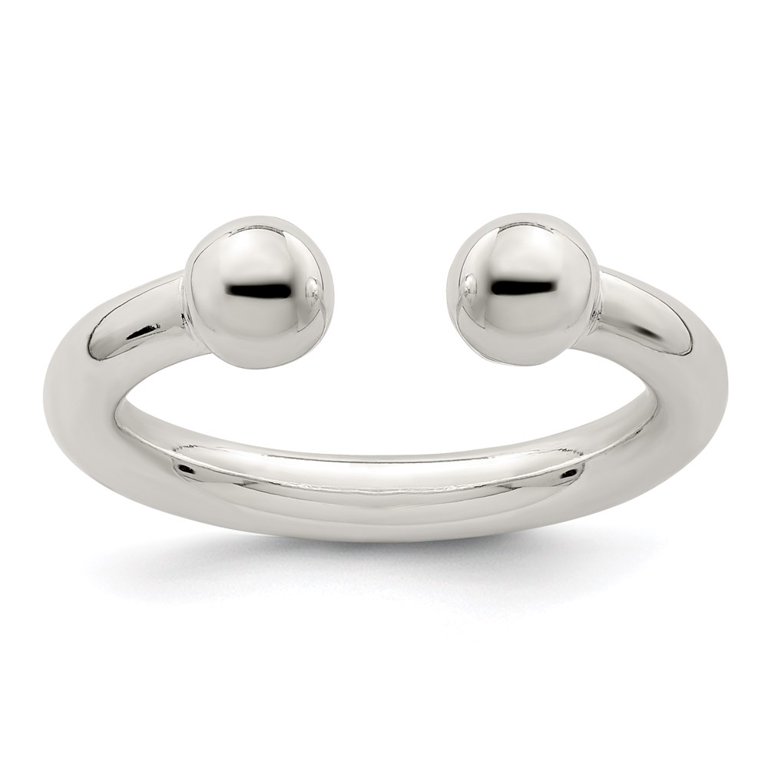 925 Sterling Silver Hollow Polished Tube Ring Size Grams