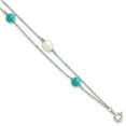 thumbnail image 1 of Sterling Silver Rhodium-plated Turquoise/FWC Pearl w/1in Ext Bracelet, 1 of 4
