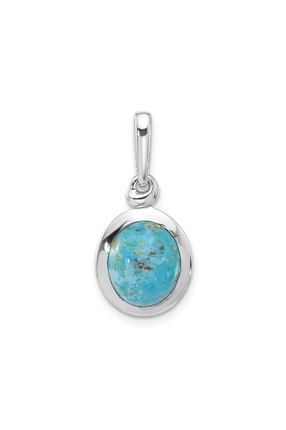 Sterling Silver Turquoise Oval Pendant Necklace for Women, Natural Gemstone with Polished Bezel Setting, Boho Southwestern Spiritual Style Healing Stone Jewelry