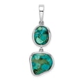 thumbnail image 1 of 925 Sterling Silver Synthetic Turquoise Pendant Charm, Asymmetrical Southwestern Design, 1 of 6