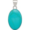 thumbnail image 1 of Sterling Silver Turquoise Polished Oval Pendant (42 X 20) Made In China qp2127, 1 of 5