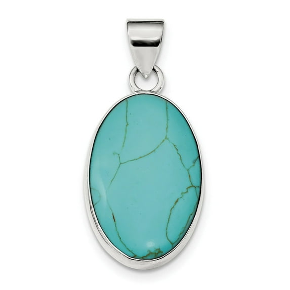 FJC Finejewelers Sterling Silver Turquoise Polished Oval Pendant Necklace - Chain Included