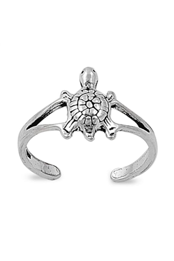 Sterling Silver Turtle Animal Toe Ring Adjustable Midi Beach Band 925 Jewelry Female Unisex