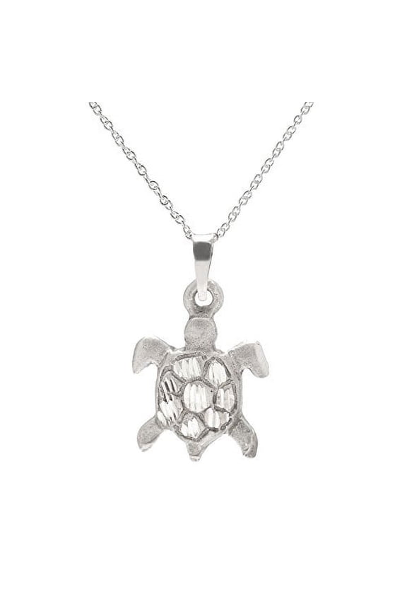 Sterling Silver Turtle Pendant Necklace, 18"