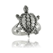 FASHIONJUNKIE4LIFE Sterling Silver Turtle Ring, Sizes 6, 7, 8, 9 (8)