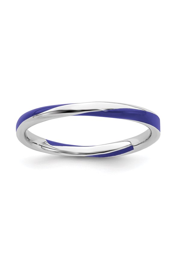 Sterling Silver Twisted Blue Enameled Ring