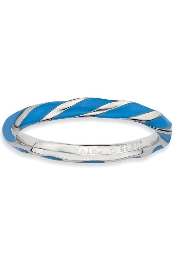 Sterling Silver Twisted Blue Enameled Ring