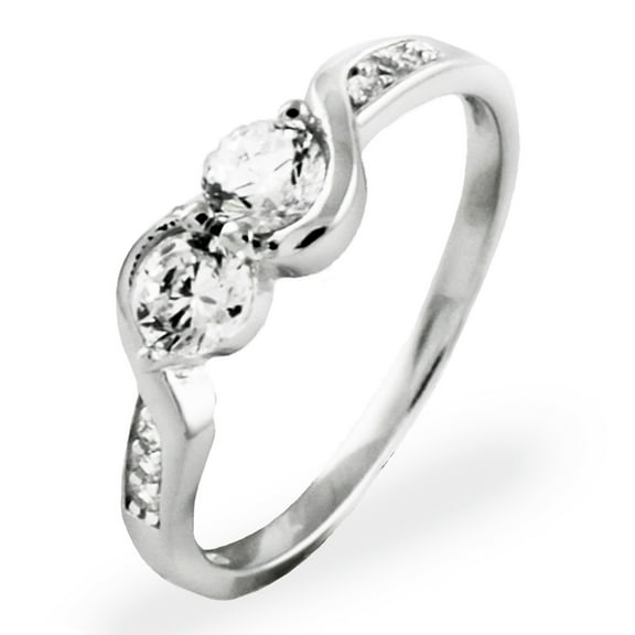 Tioneer Sterling Silver Twisted Cubic Zirconia Design Promise Engagement Ring Female