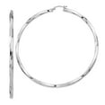 thumbnail image 1 of Sterling Silver Twisted Hoop Earrings - 8.9 Grams - Measures 83x81mm Wide 3mm Thick, 1 of 2