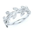 thumbnail image 1 of Sterling Silver Twisted Olive Branch Leaf Simulated Round Brilliant Diamond Promise Ring Wedding Band For Women (9.5), 1 of 6