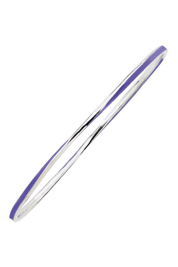 Sterling Silver Twisted Purple Enamel Bangle