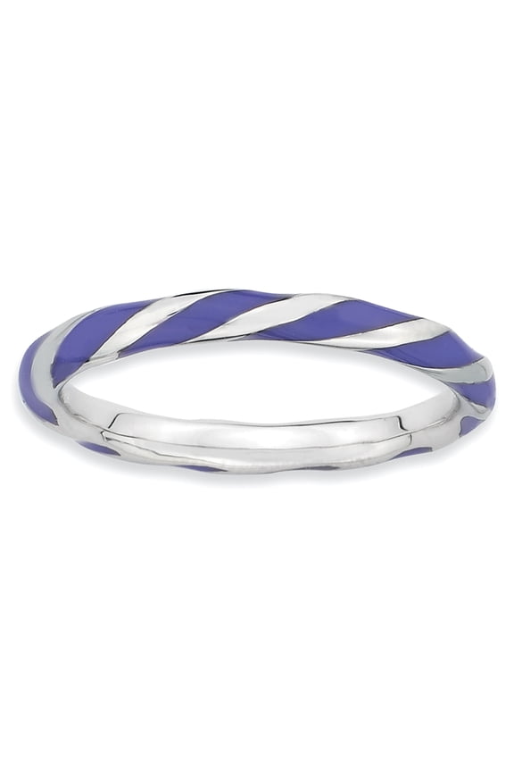 Sterling Silver Twisted Purple Enameled Ring