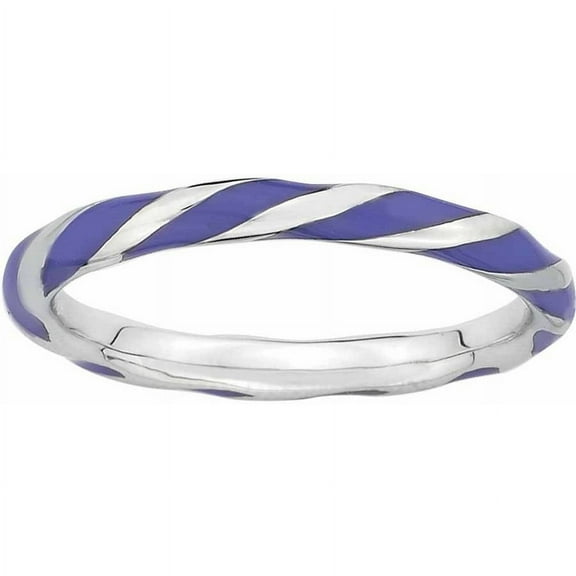Sterling Silver Twisted Purple Enameled Ring