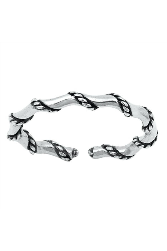 Sterling Silver Twisted Rope Toe Ring Oxidized Adjustable Midi Band Jewelry Female Unisex