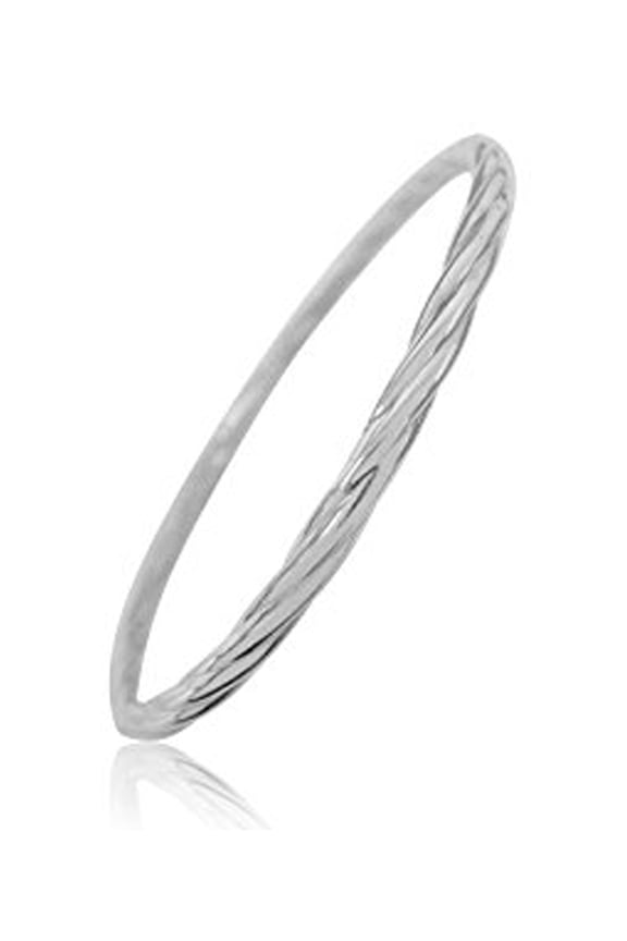 Sterling Silver Twisted Slip on Bangle Bracelet 8 Inches
