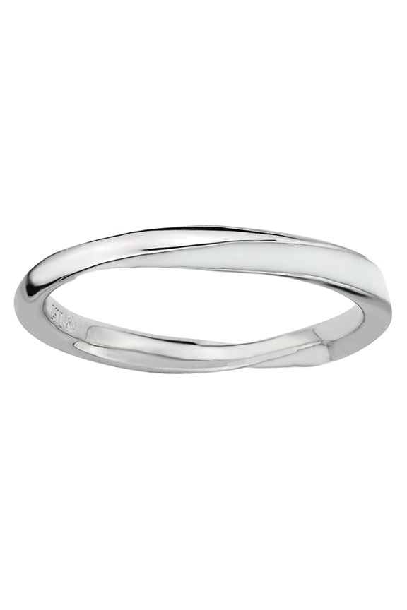 Sterling Silver Twisted White Enameled Ring