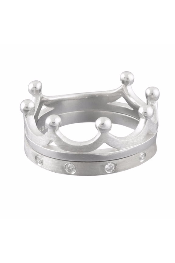Sterling Silver Two Piece Crown Ring, Sizes 5, 6, 7, 8, 9, 10 (8)