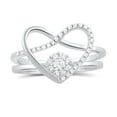 thumbnail image 1 of Sterling Silver Two Piece Heart & Halo Ring for Women and Teens - Size 8, 1 of 7