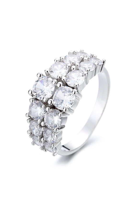 Sterling Silver Two Row Graduated Ring