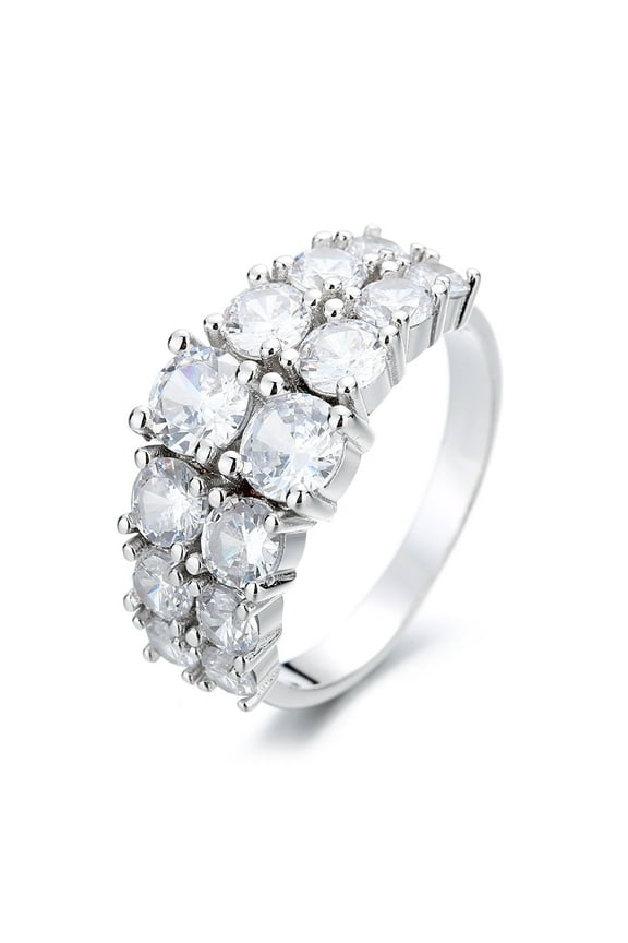 Sterling Silver Two Row Graduated Ring