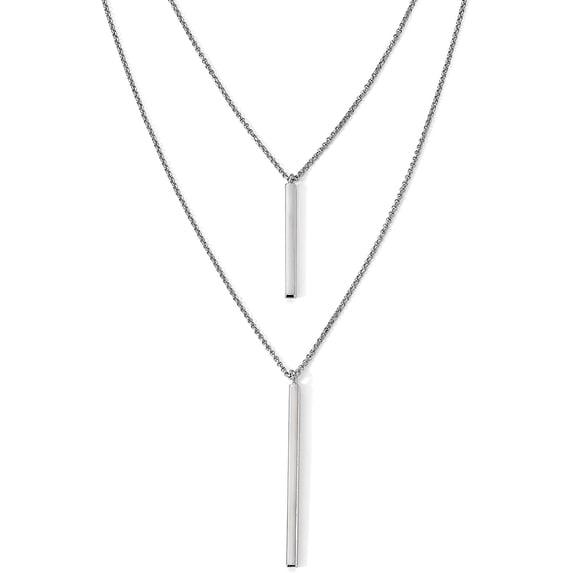Sterling Silver Two Strand w/2in ext. Necklace - 18"- Made In Italy Chain