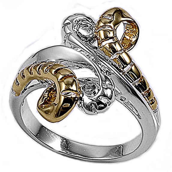 Sterling Silver Two-Tone Ring 21mm ( Size 5 to 9)