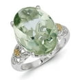 thumbnail image 1 of Sterling Silver Two Tone Silver And Gold Plated Sterling Silver w/Green Quartz Ring Size 7, 1 of 6