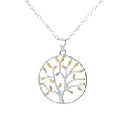 Amy and Annette Sterling Silver Two-Tone Tree of Life Pendant Necklace, 18 in Cable Chain
