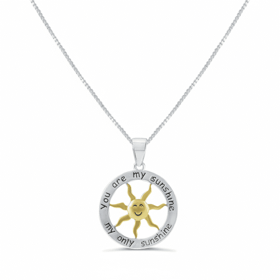 SilverCloseOut Sterling Silver You Are My Sunshine Charm Necklace