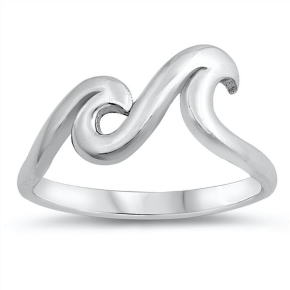 Sterling Silver Two Waves Ring Size 6