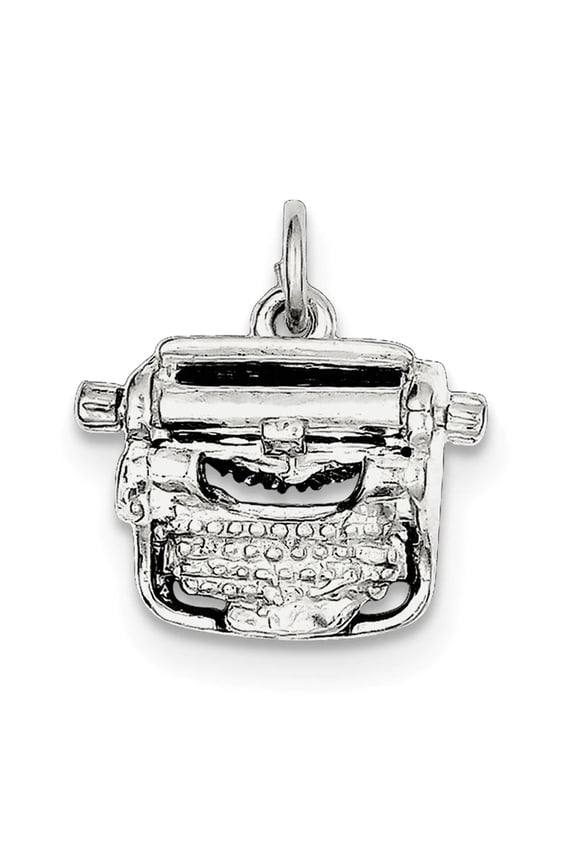 925 Sterling Silver Solid Polished Typewriter Charm 16x18mm Wide Pendant Necklace for Women
