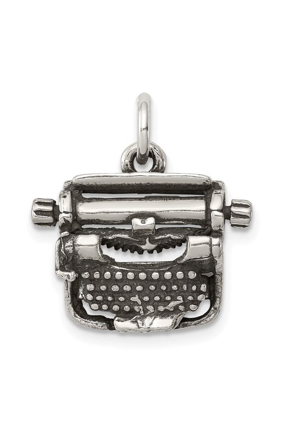 Sterling Silver Typewriter Pendant Necklace for Women or Unisex, Vintage Literary Jewelry for Writers and Journalists, Symbol of Creativity and Storytelling