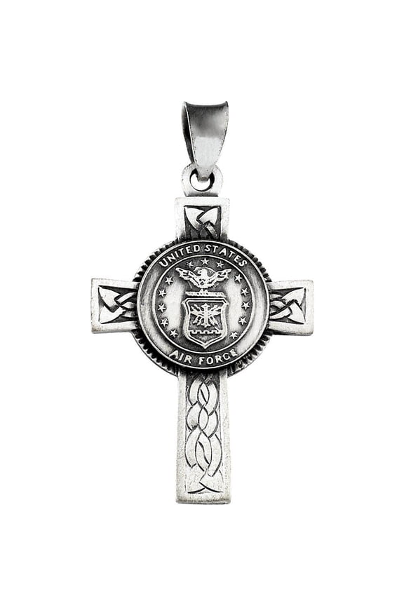 Sterling Silver U.S. Air Force Religious Cross Necklace Fine Jewelry for Women Gifts for Her (28.5x20.8mm), 24"