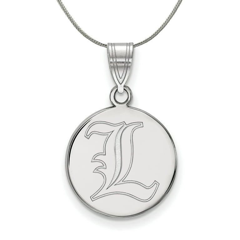 Sterling Silver U. of Louisville Medium Disc Necklace - 20 Inch
