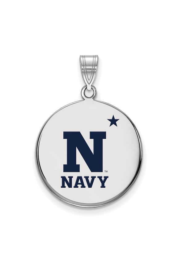 Sterling Silver US Navy Pendant with Bold N Star Logo, Round Military Charm for Men and Women, Patriotic Armed Forces Jewelry for Veterans and Service Supporters