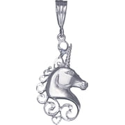 Sterling Silver Unicorn Charm Pendant Necklace with Diamond Cut Finish and 18 Inch Rolo Chain