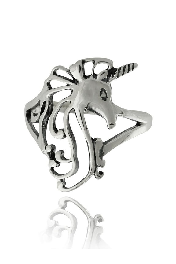 Sterling Silver Unicorn Ring, Sizes 5-10, Fantasy Fairy Tale Jewelry (10)
