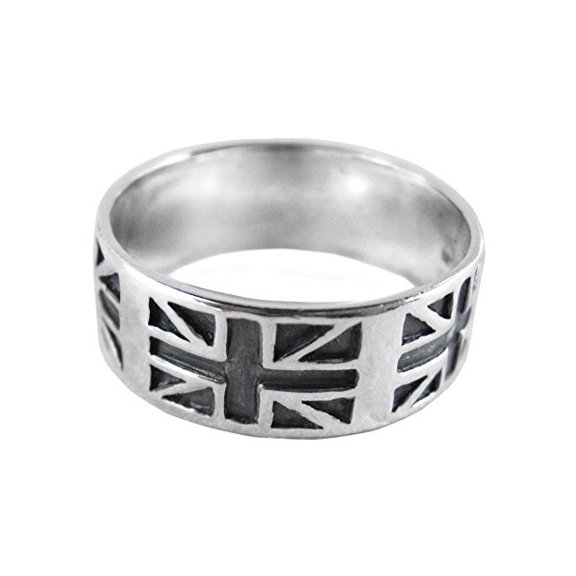 Sterling Silver Union Jack Band Ring
