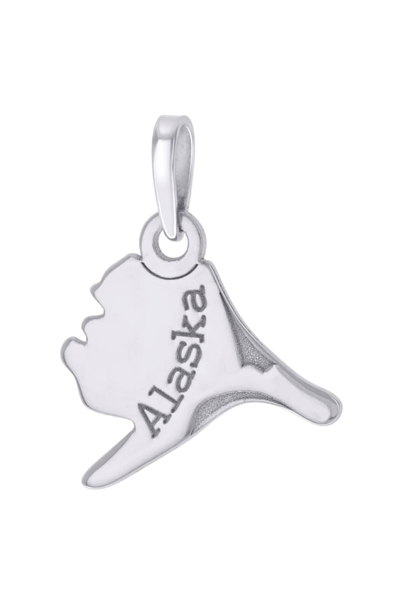 Sterling Silver Unisex American States Alaska Charm Pendant