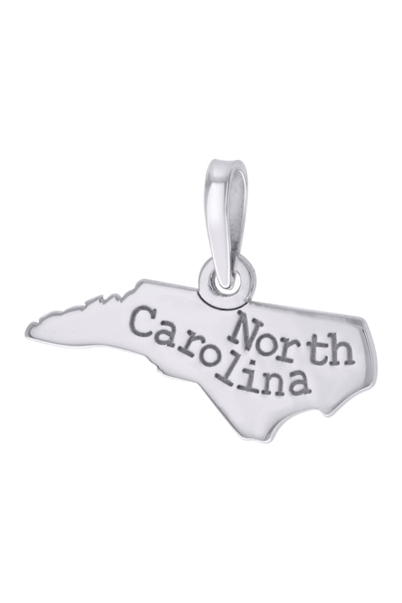 Sterling Silver Unisex American States North Carolina Charm Pendant