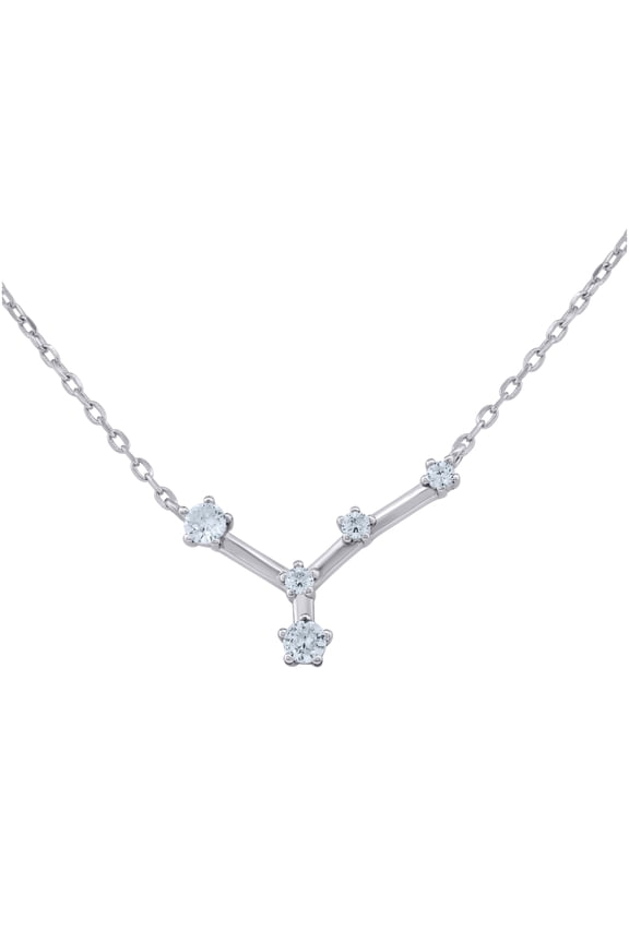 Sterling Silver Unisex Cubic-Zirconia Cancer Zodiac Sign Rolo Link Necklace 18 Inches