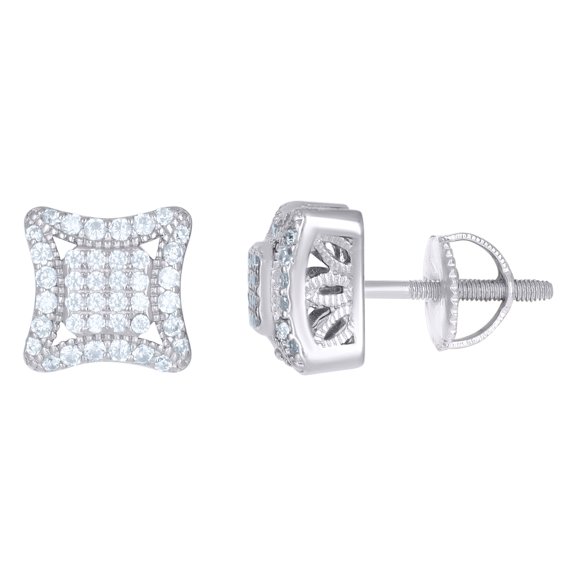 Sterling Silver Unisex Cubic-Zirconia Fashion Stud Earrings