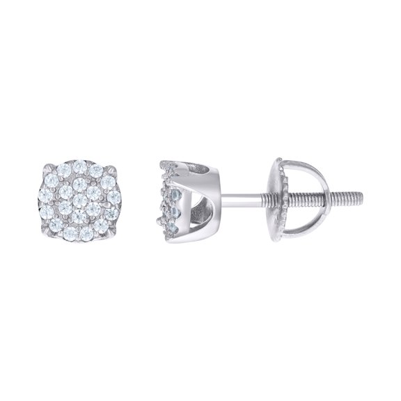 Sterling Silver Unisex Cubic-Zirconia Fashion Stud Earrings