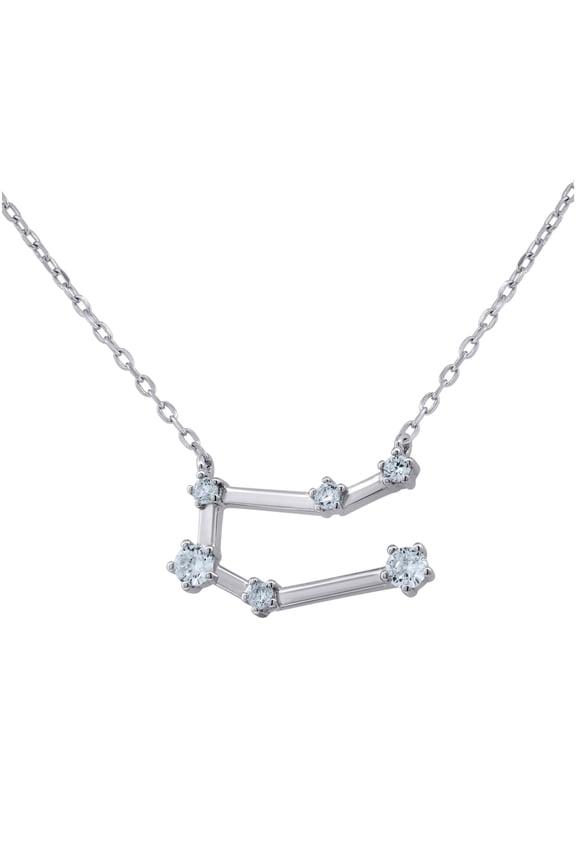 Sterling Silver Unisex Cubic-Zirconia Gemini Zodiac Sign Rolo Link Necklace 18 Inches