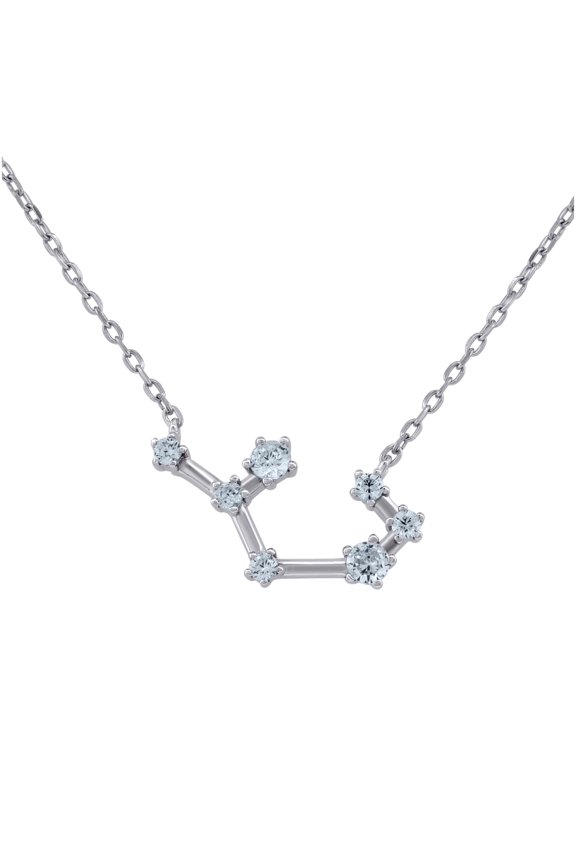 Sterling Silver Unisex Cubic-Zirconia Sagittarius Zodiac Sign Rolo Link Necklace 18 Inches