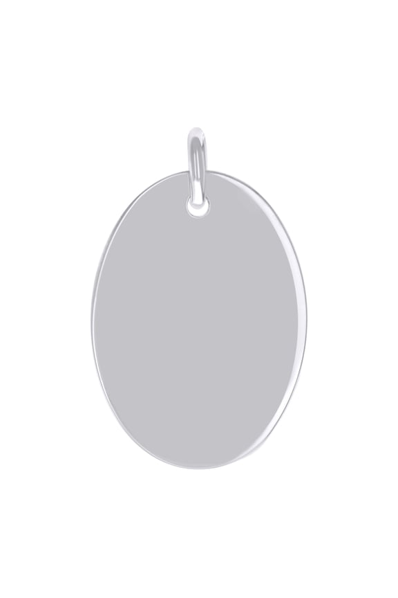 Sterling Silver Unisex Engravable Disc Oval Fashion Charm Pendant