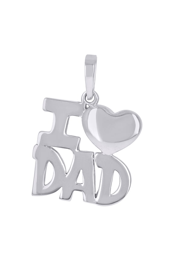 Sterling Silver Unisex I Love Dad Heart Talking Charm Pendant